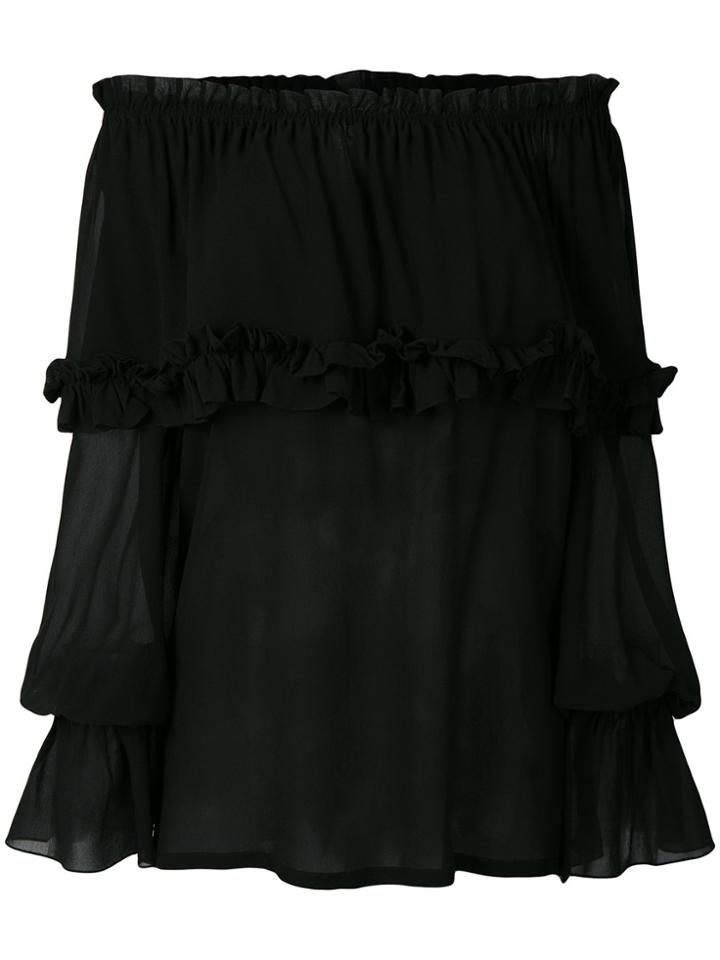 Saint Laurent Frilled Off The Shoulder Blouse - Black