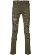 God's Masterful Children Distressed Camouflage Panel Jeans - Green