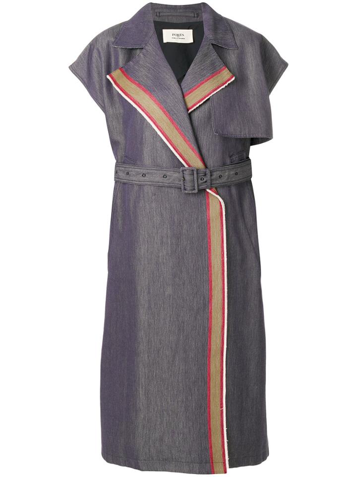 Ports 1961 Sleeveless Belted Trench Coat - Blue