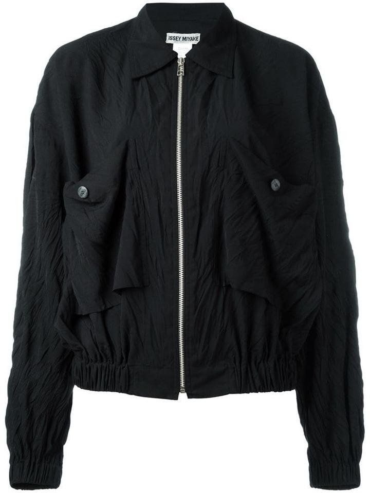 Issey Miyake Pre-owned 'crushed' Zip Front Jacket - Black