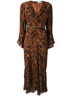 Rixo London Tiger Print Ruffled Dress - Brown