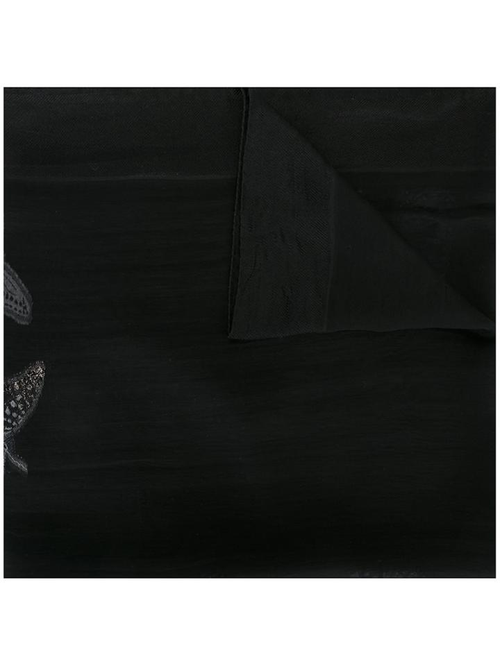 Alexander Mcqueen Butterfly Embroidered Scarf, Women's, Black, Silk/polyester/acetate/metallic Fibre