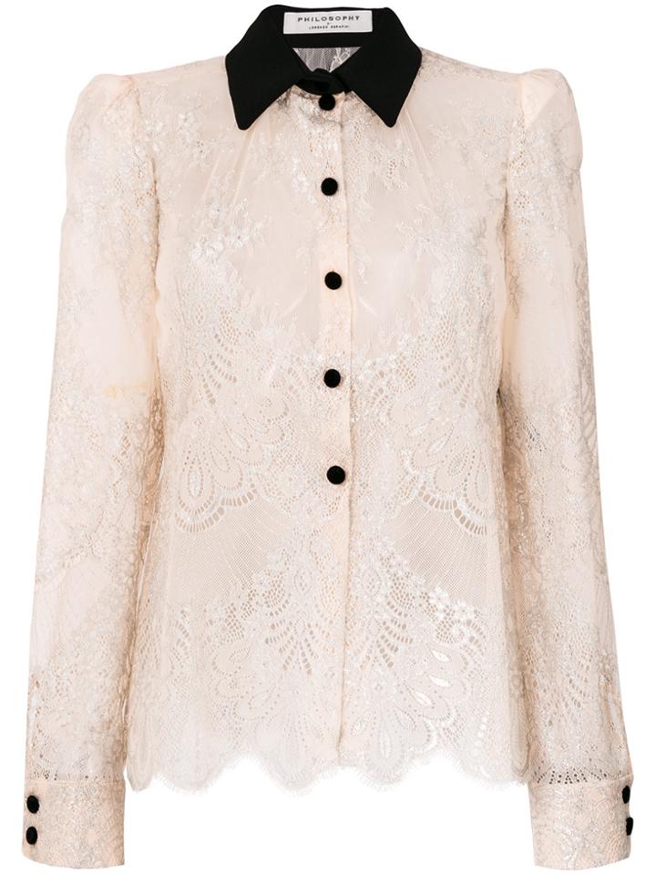Philosophy Di Lorenzo Serafini Laced Blouse - Pink & Purple