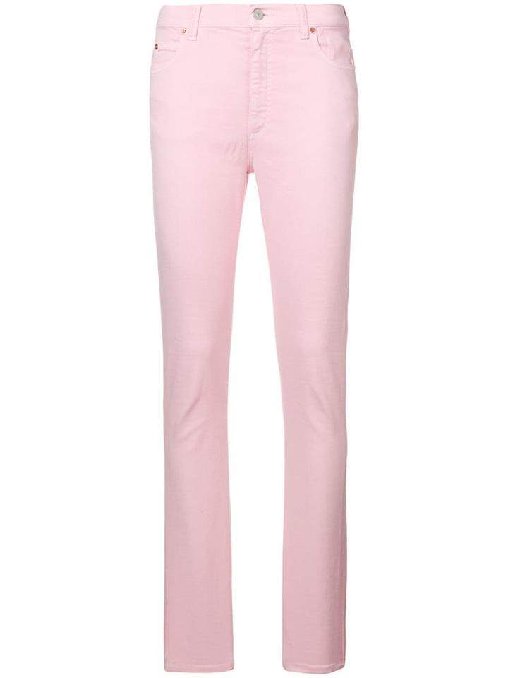 Gucci High Waist Logo Patch Skinny Jeans - Pink