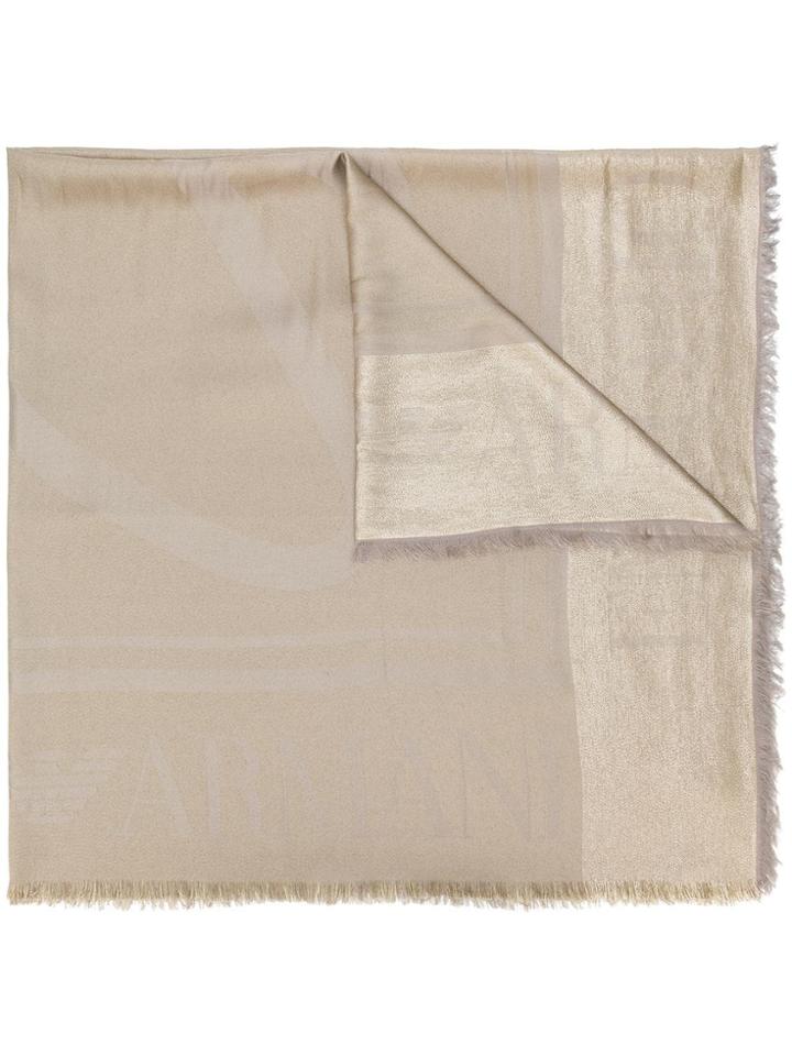 Emporio Armani Printed Logo Scarf - Nude & Neutrals