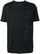 Fendi Floral Embroidered T-shirt, Men's, Size: 50, Black, Cotton