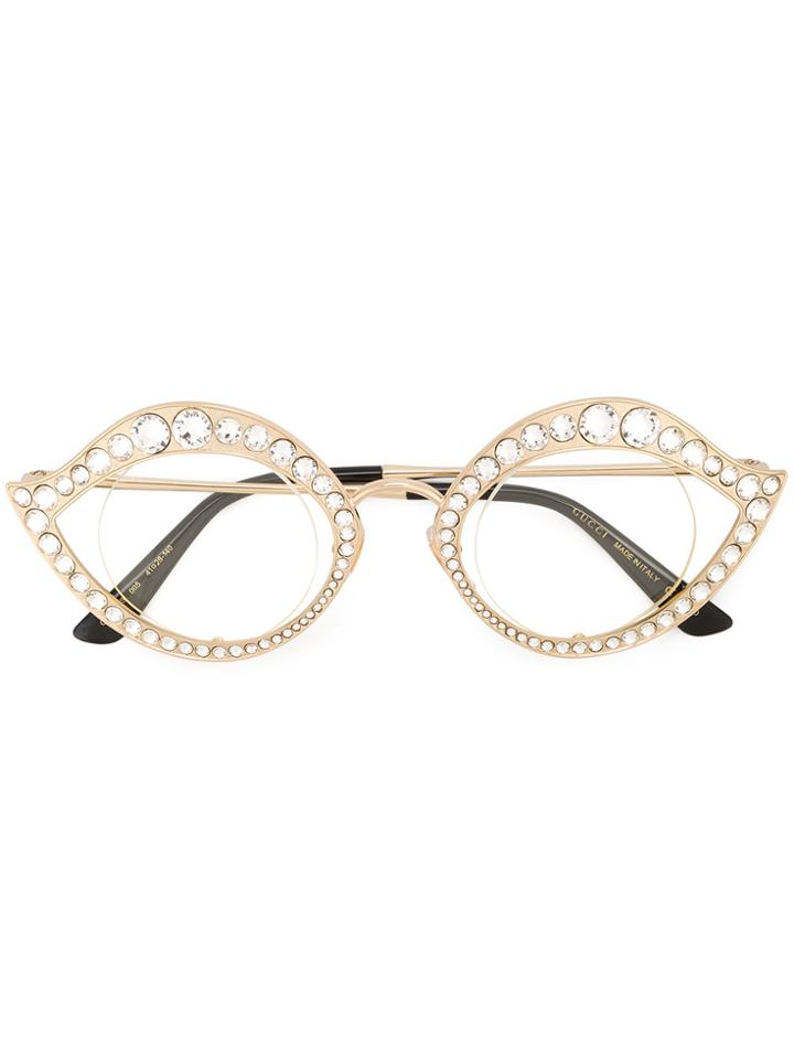Gucci Eyewear Crystal Cat Eye Glasses - Metallic