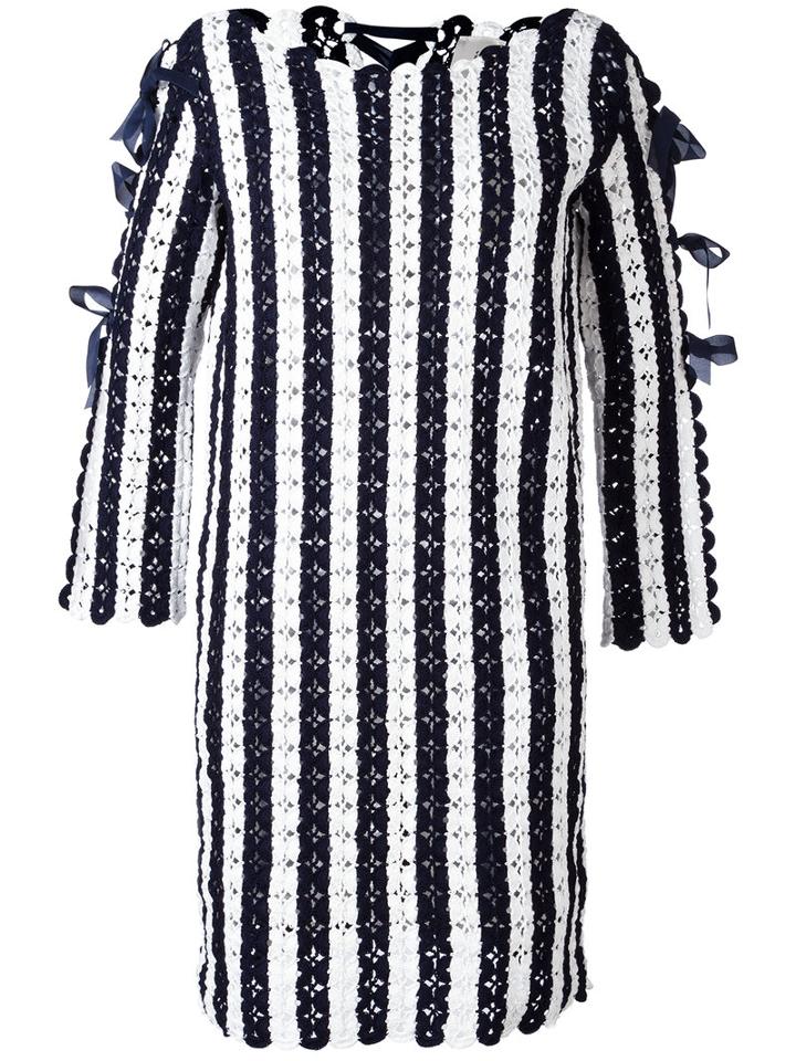 Carolina Herrera - Colour Block Knitted Dress - Women - Cotton - M, Women's, Blue, Cotton