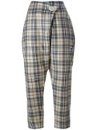 Vivienne Westwood Anglomania Checked Cropped Pants, Women's, Size: 46, Brown, Virgin Wool