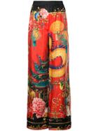 Dolce & Gabbana Japan Print Palazzo Trousers - Red