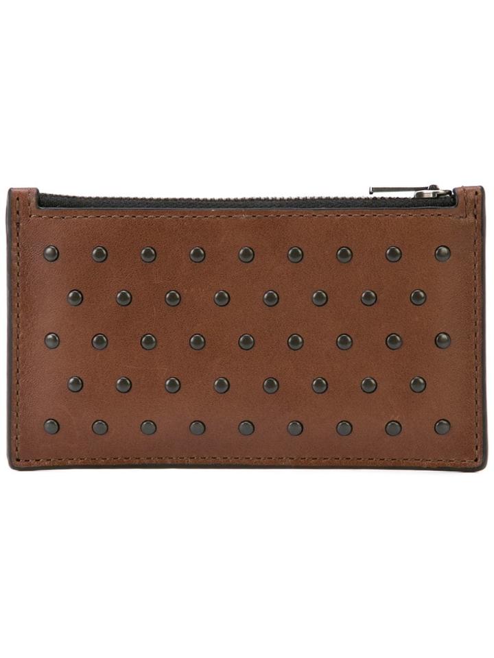 Coach Zip Card Case In Rivets - Red