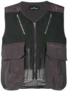 Stone Island Shadow Project - Mesh Panel Gilet - Men - Cotton/polyester - M, Green, Cotton/polyester