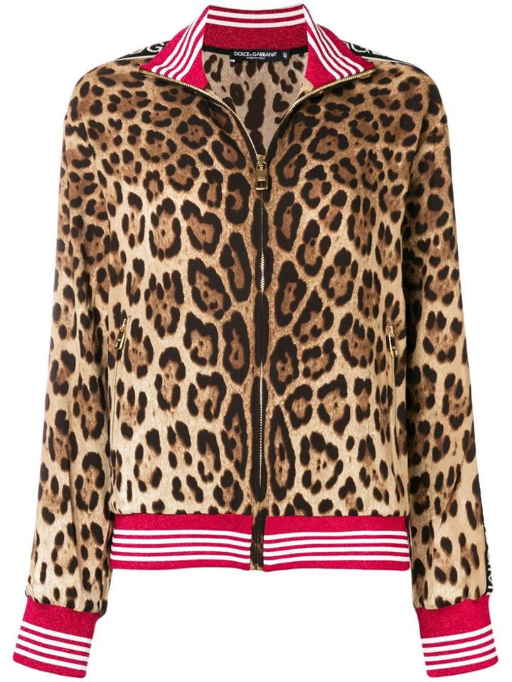 Dolce & Gabbana Leopard Zip Up Jacket - Nude & Neutrals