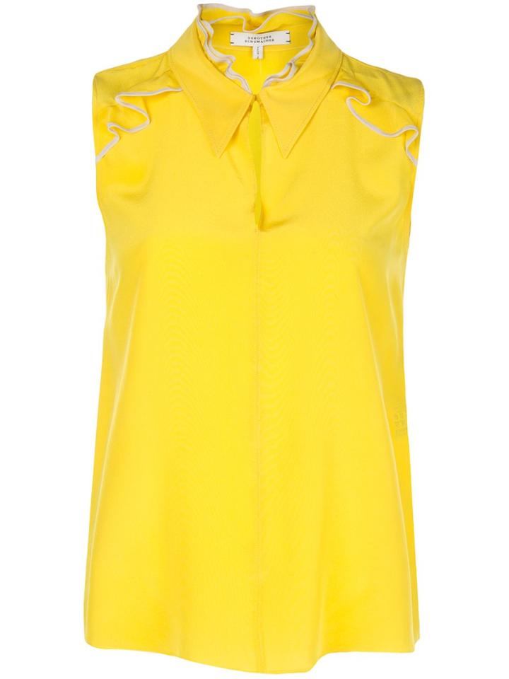 Dorothee Schumacher Silk Sleeveless Ruffle Blouse - Yellow