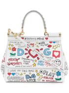 Dolce & Gabbana Small Sicily Mural Print Shoulder Bag - White