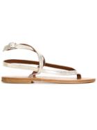 K. Jacques Delta Sandals, Women's, Size: 39, Grey, Leather