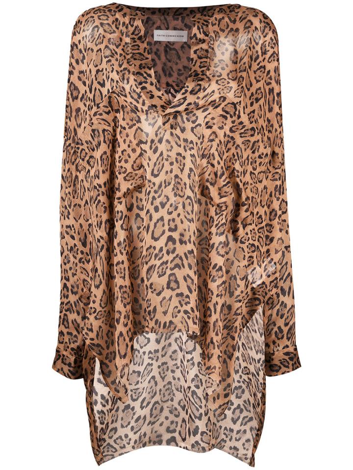 Faith Connexion Leopard Print Top, Women's, Size: Small, Brown, Silk