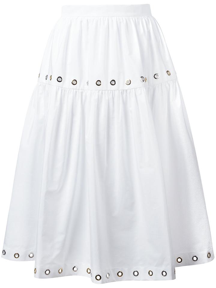 Kenzo Eyelet Skirt, Women's, Size: 40, White, Polyester/cotton