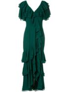 Badgley Mischka Ruffled Long Dress - Green