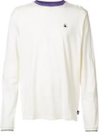 Stussy Contrast Trim Longsleeved T-shirt, Men's, Size: Medium, White, Cotton