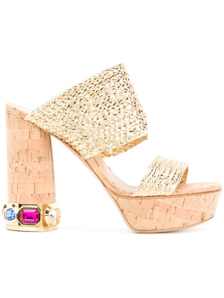 Casadei Embellished Platform Sandals - Metallic