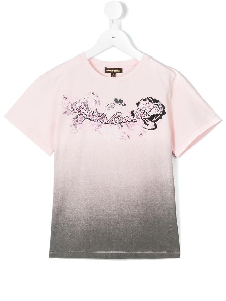 Roberto Cavalli Kids - Rose Print T-shirt - Kids - Cotton/spandex/elastane - 10 Yrs, Girl's, Pink/purple