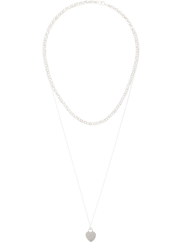 Petite Grand Double Heart Necklace - Metallic