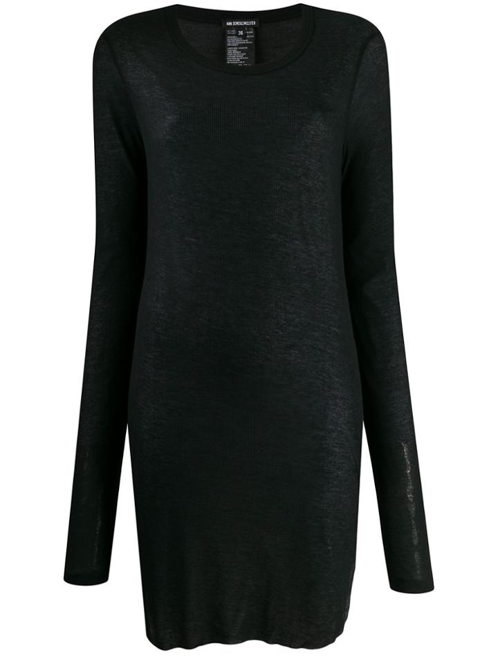 Ann Demeulemeester Long-length Thin Knitted Top - Black