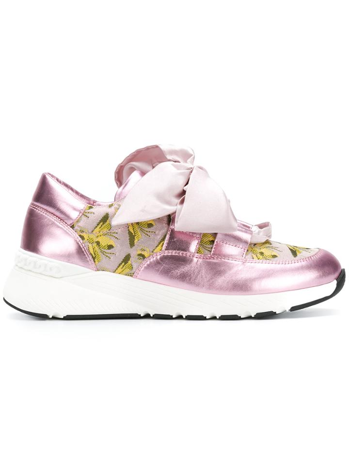 Casadei Ribbon Laced Sneakers - Pink & Purple