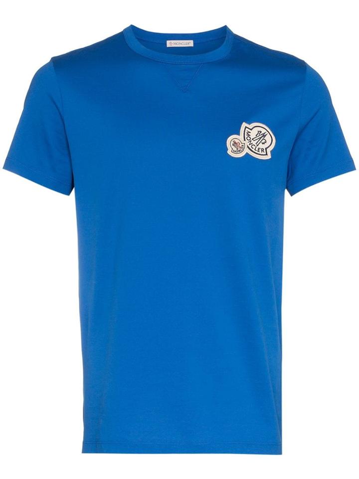 Moncler Monc Sml Logo Ss Tee Blu - Blue