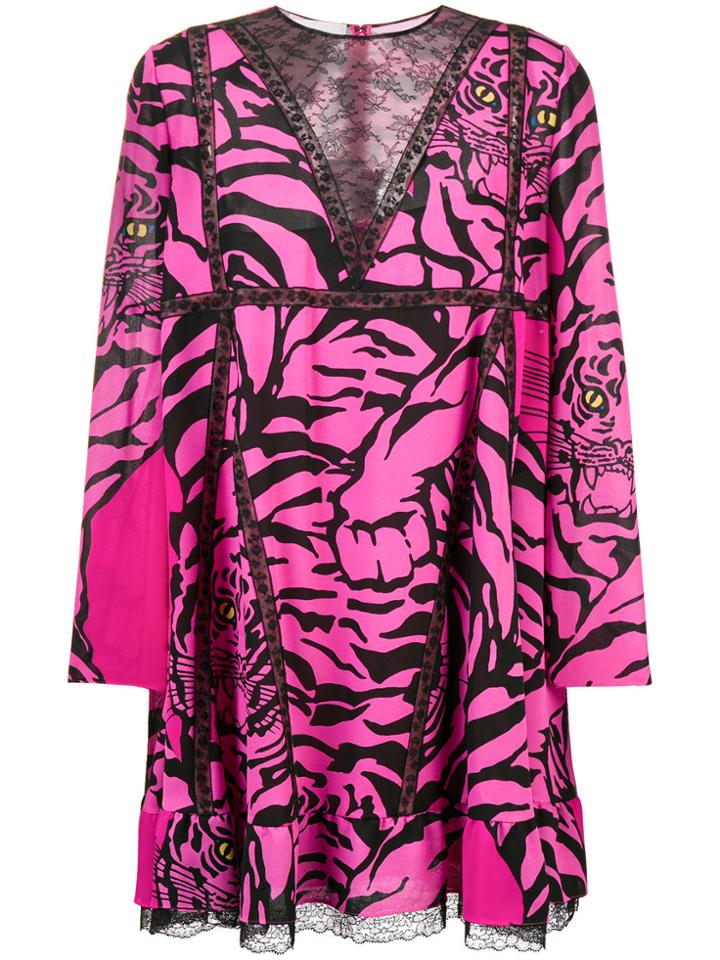 Valentino Tiger Print Dress - Pink & Purple
