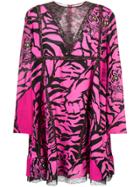 Valentino Tiger Print Dress - Pink & Purple