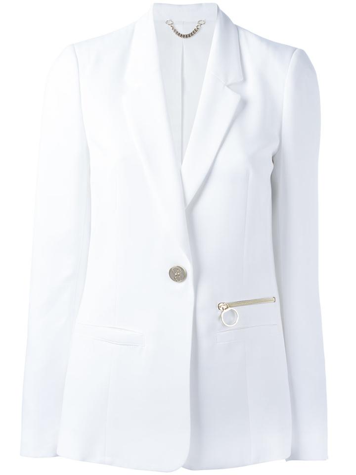 Versace Jeans One Button Blazer, Women's, Size: 44, White, Polyester