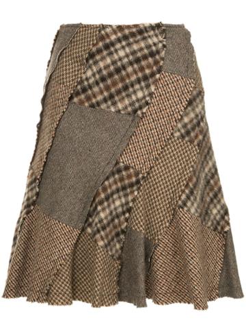 Comme Des Garçons Vintage Patchwork Skirt - Brown