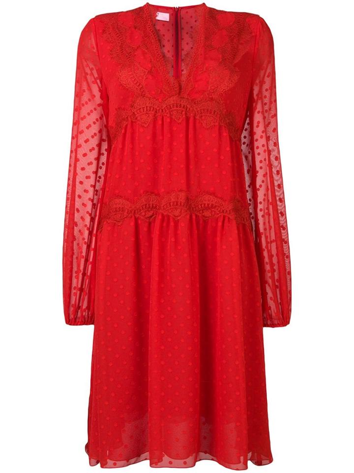 Giamba Plumetti Midi Dress - Red