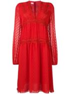 Giamba Plumetti Midi Dress - Red