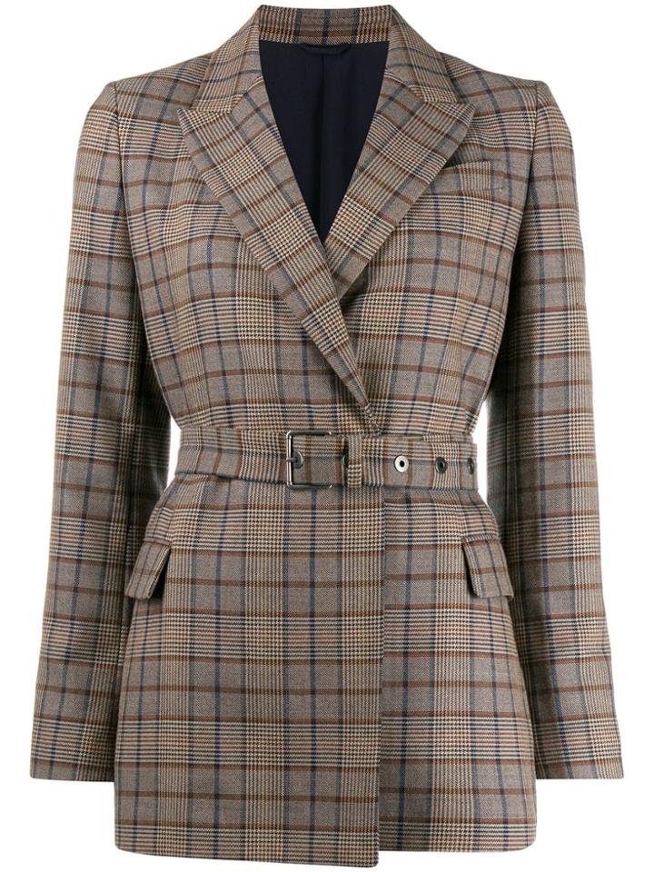 Brunello Cucinelli Plaid Belted Blazer - Brown