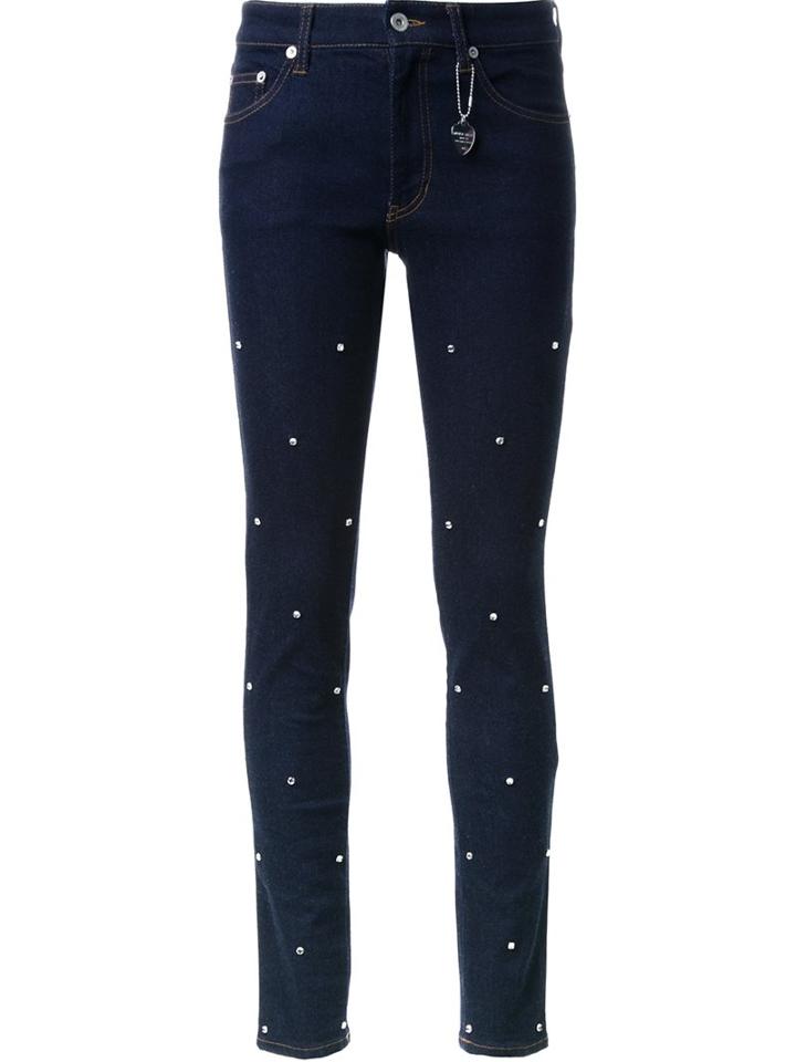 Muveil Embellished Skinny Jeans, Women's, Size: 40, Blue, Cotton/polyurethane