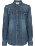 Saint Laurent Popper Button Envelope Pocket Denim Shirt - Blue