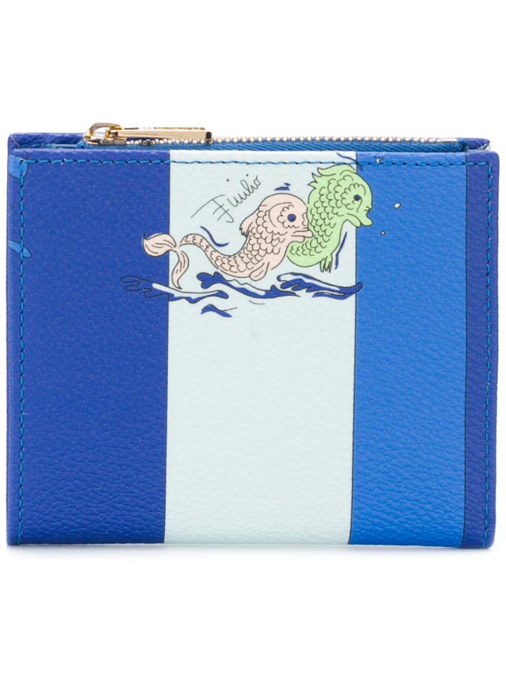 Emilio Pucci Striped Fish Print Small Wallet - Blue