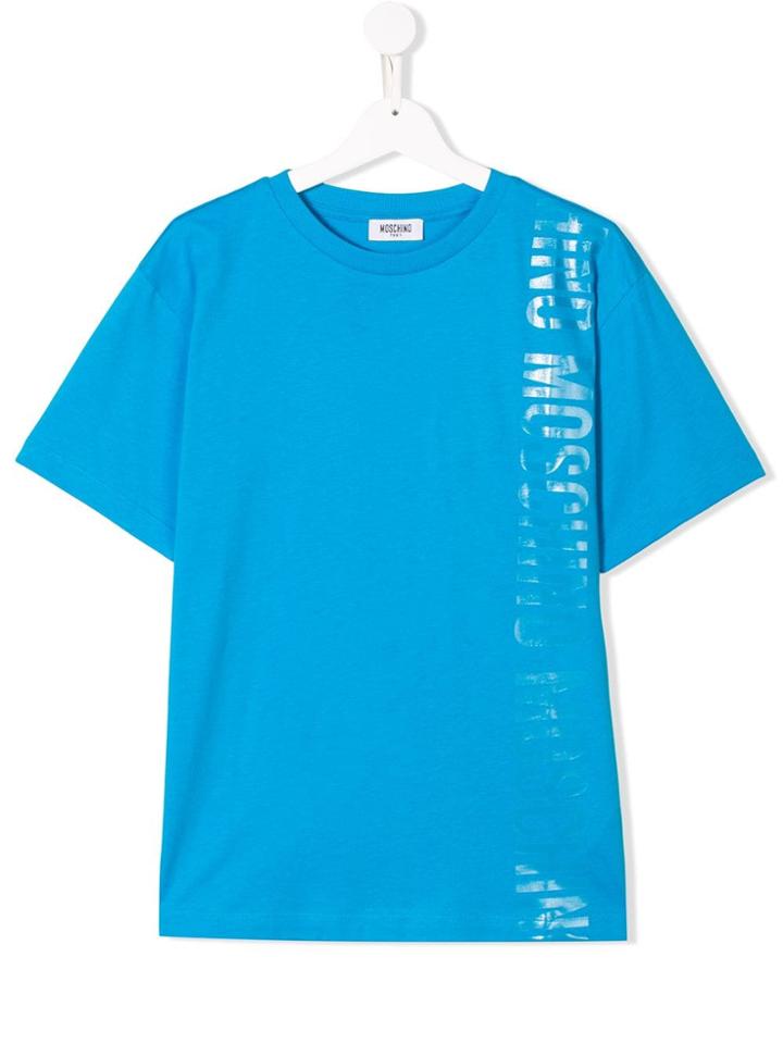 Moschino Kids Teen Lettering Logo Print T-shirt - Blue