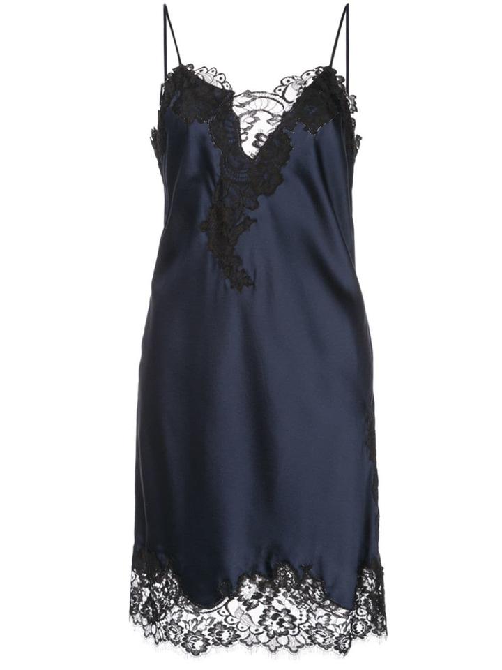 Oscar De La Renta Lace Trim Slip Dress - Blue