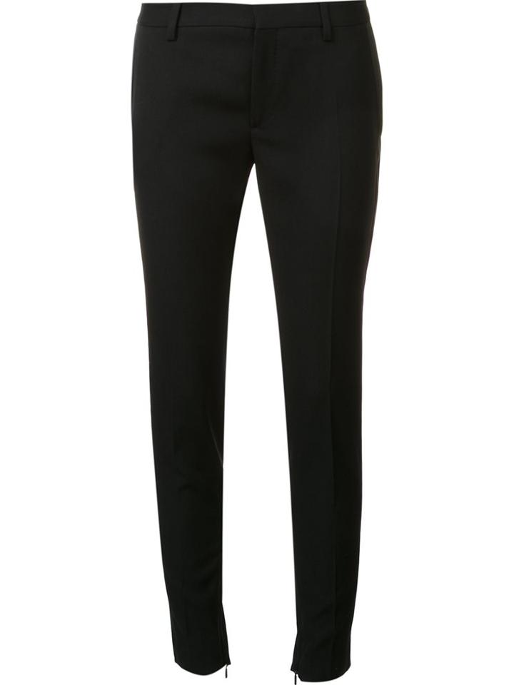 Saint Laurent Skinny Fit Trousers, Women's, Size: 38, Black, Virgin Wool