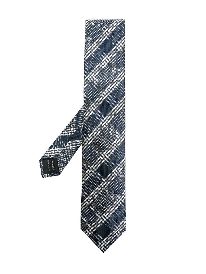 Tom Ford Tartan Pattern Tie - Blue