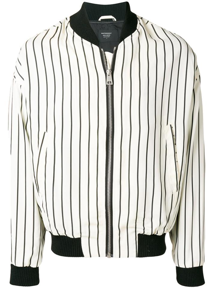 Represent Contrast Stripe Bomber Jacket - Nude & Neutrals