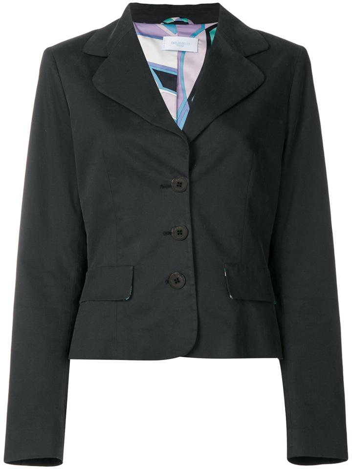 Emilio Pucci Vintage Flap Pockets Fitted Blazer - Black