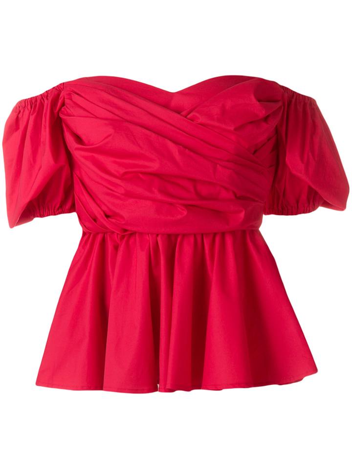Vivetta Off Shoulder Peplum Top - Red