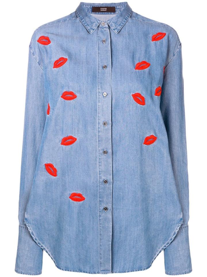 Steffen Schraut Embroidered Denim Shirt - Blue
