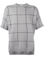 Brunello Cucinelli Grid Intarsia Sweater, Men's, Size: Small, Grey, Silk/polyamide/cashmere