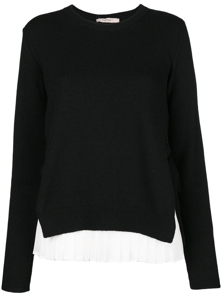 Twin-set Pleated Layer Top - Black